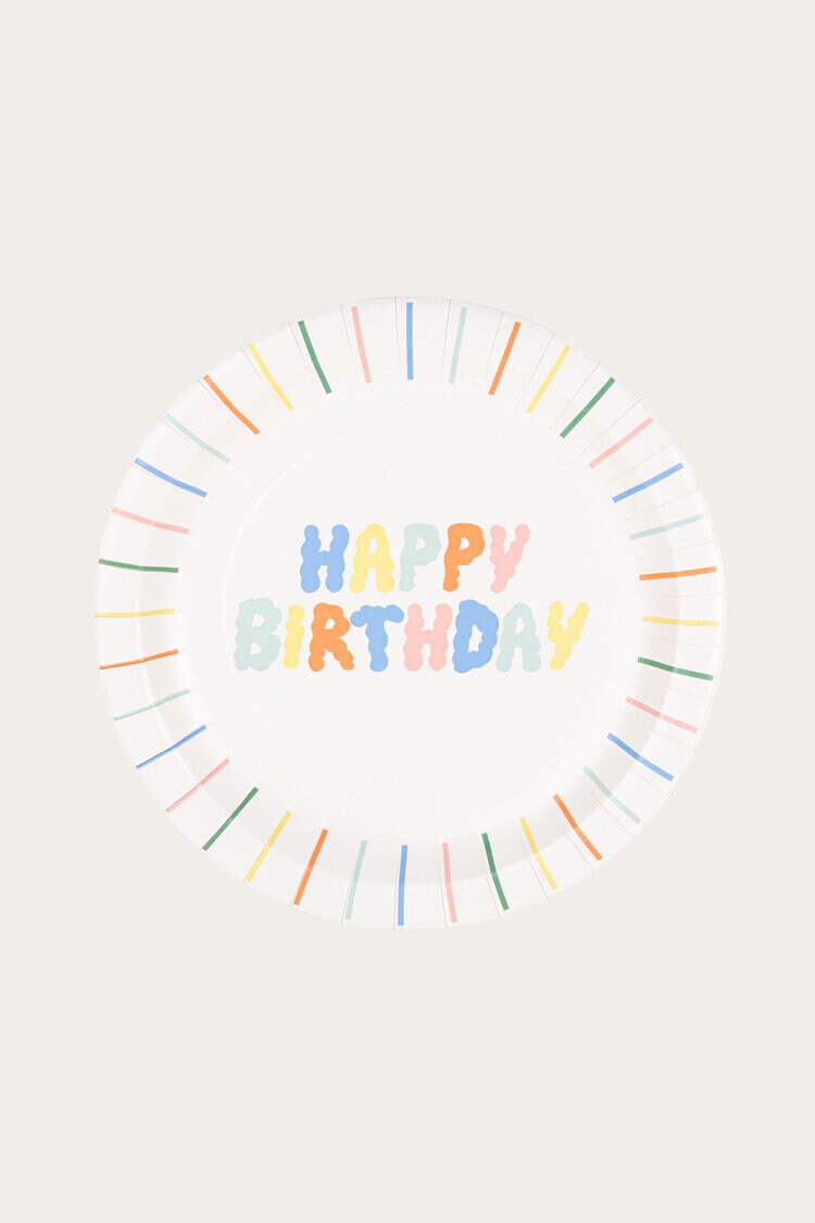 Product Image for Papperstallrik Happy birthday wobble