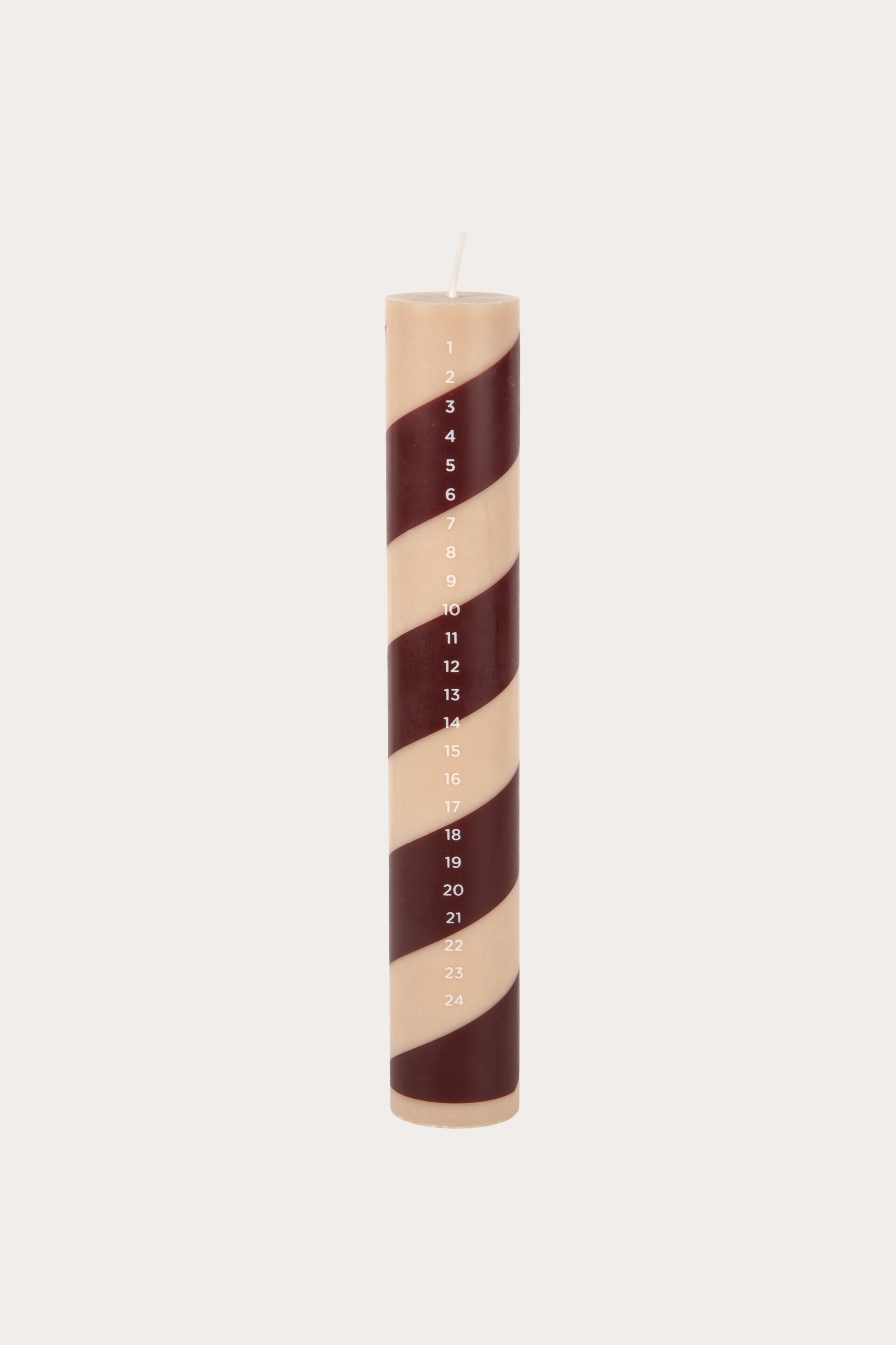 Stearinljus COUNTDOWN POLKA RÖD/BEIGE