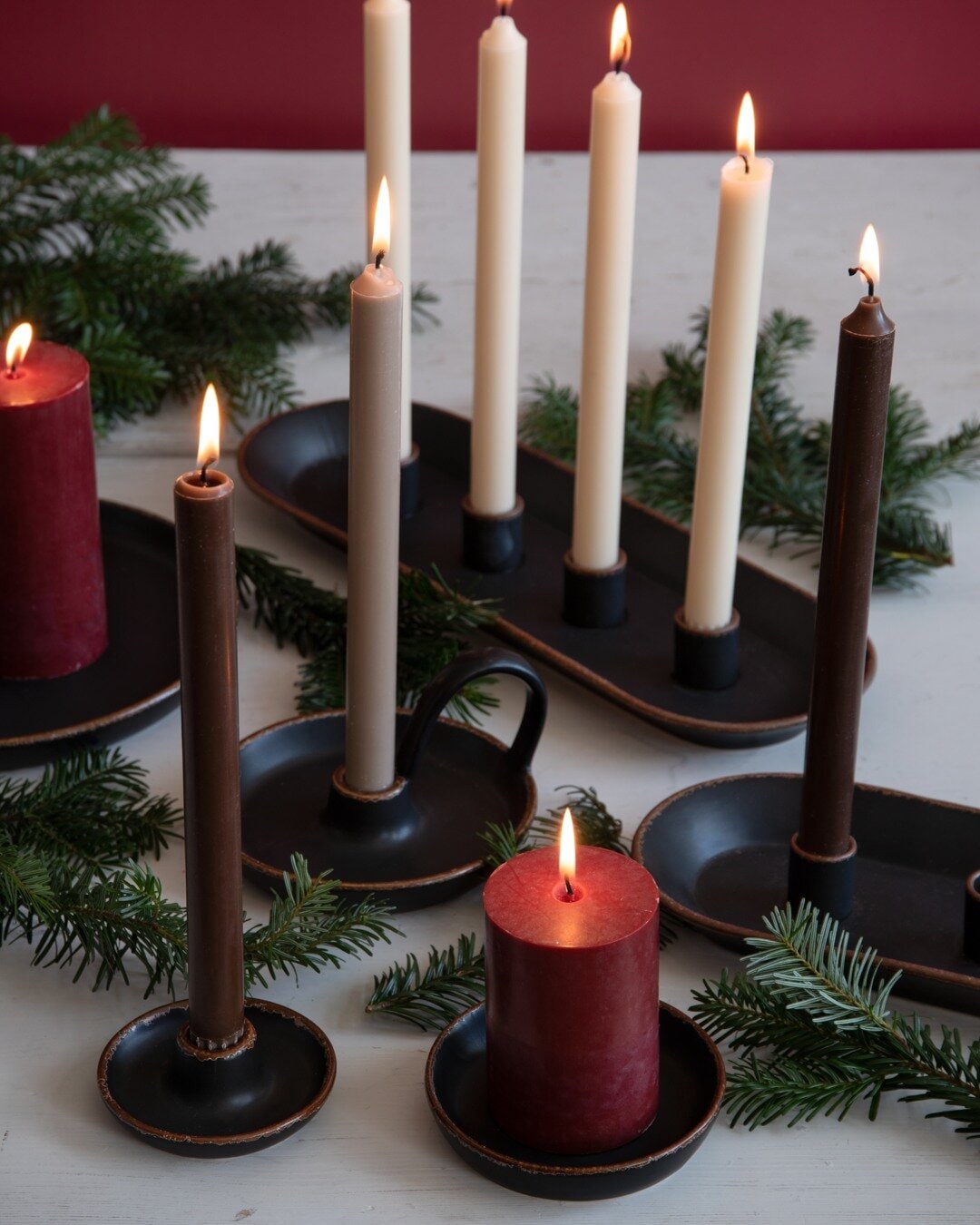 Adventsljusstake TÄNDA MÖRKBRUN