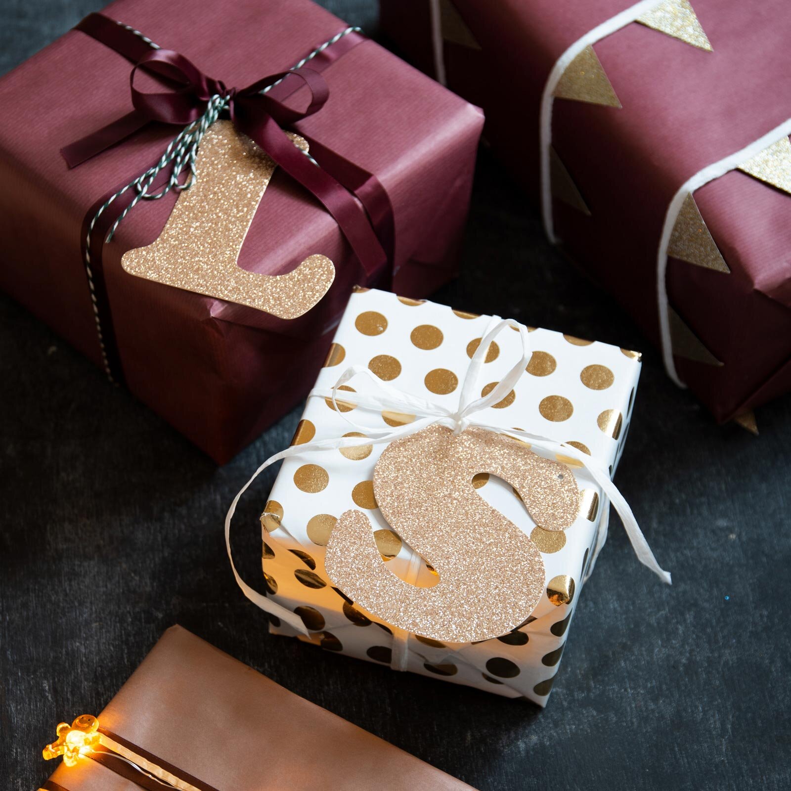Presentpapper RIBB BURGUNDY