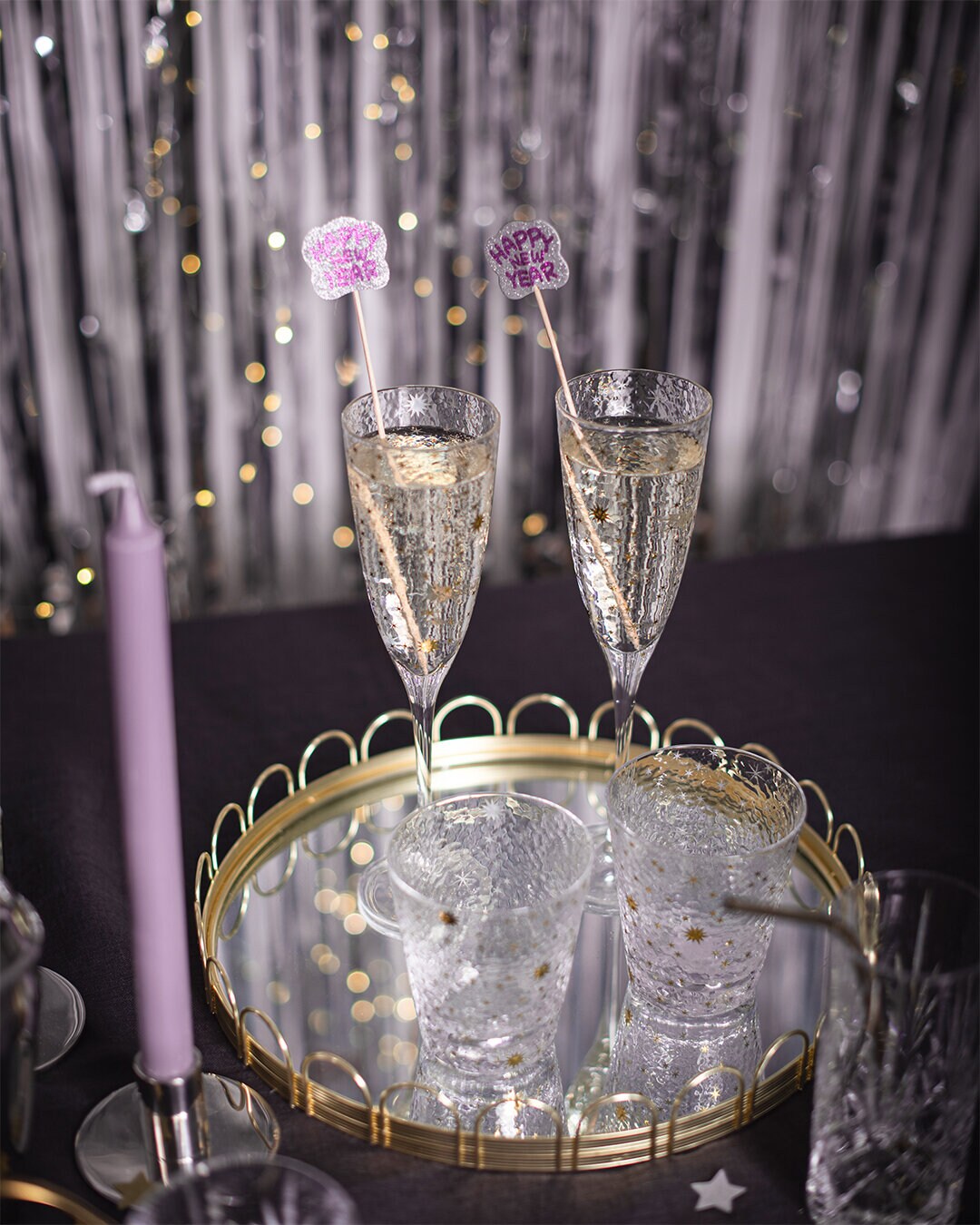 Drinkpinnar FIREWORKS HAPPY NEW YEAR SILVER